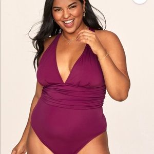 Maroon one piece swim suit - adore me